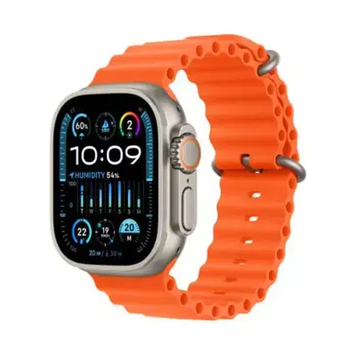Apple Watch Ultra 2 MREH3AE/A GPS + Cellular 49mm Titanium Case With Orange Ocean Band , Orange Ocean