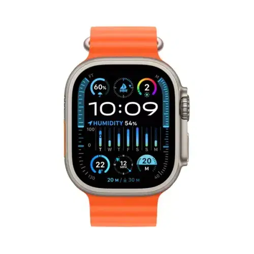 Apple Watch Ultra 2 MREH3AE/A GPS + Cellular 49mm Titanium Case With Orange Ocean Band , Orange Ocean