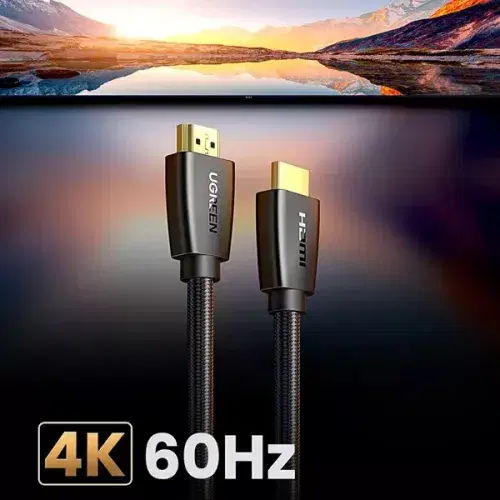 Ugreen HDMI 2.0 Male To Male Round Cable 1M / 4K@60Hz / 18Gbps / Ethernet Compatible UHD TV Monitor Computer Xbox 360 PS5 PS4 Blu-ray - Black ,