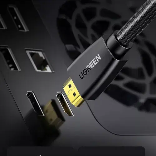 Ugreen HDMI 2.0 Male To Male Round Cable 1M / 4K@60Hz / 18Gbps / Ethernet Compatible UHD TV Monitor Computer Xbox 360 PS5 PS4 Blu-ray - Black ,