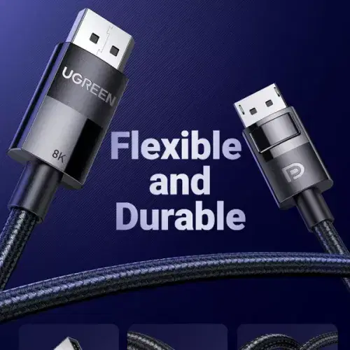 UGREEN 8K DisplayPort Cable 1.4, DP to DP 2M, 8K@60Hz/4K@165Hz/2K@240Hz/1080P@240Hz, for Gaming Monitor/Graphics Card/PC, Support 3D/HDCP/HDR/G-SYNC/Free-SYNC, Male to Male Nylon Braided Cable-2Meter ,
