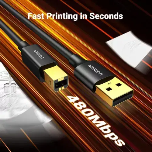 Ugreen USB 2.0 AM to BM Print Cable 3m - Black ,