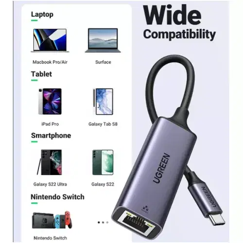 Ugreen USB 3.0 Gigabit Ethernet Network Adapter Aluminum - Space Gray ,