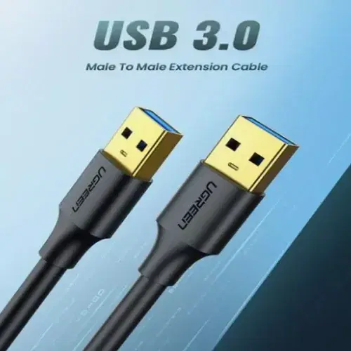 Ugreen USB-A 3.0 Male to Male 1m Plastic Cable US128 - Black ,