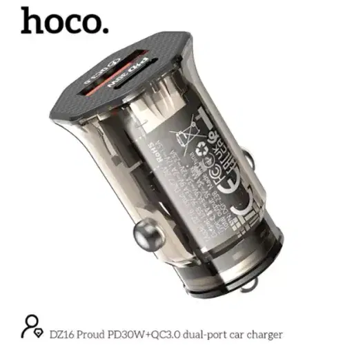 Hoco DZ16 Apex PD30W+QC3.0 dual-port car charger set(iP) ,