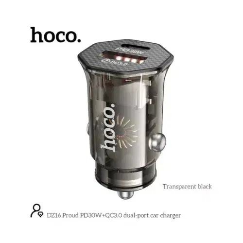 Hoco DZ16 Apex PD30W+QC3.0 dual-port car charger set(iP) ,