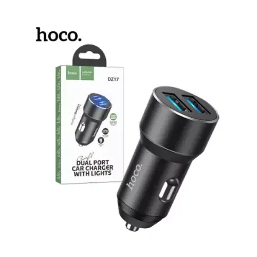 Hoco DZ17 Powerful dual port car charger with lights ,