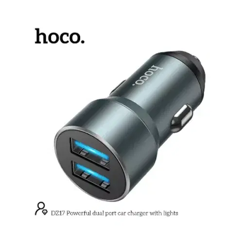 Hoco DZ17 Powerful dual port car charger with lights ,
