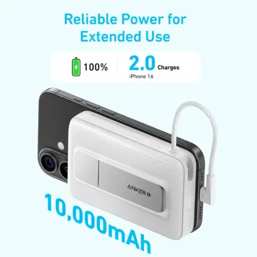 Anker Zolo 10000mAh 30W Magnetic Wireless Power Bank With USB C Cable A1685H11 ,