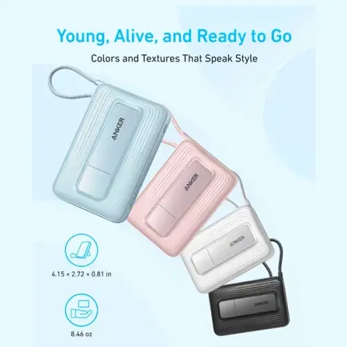 Anker Zolo 10000mAh 30W Magnetic Wireless Power Bank With USB C Cable A1685H11 ,