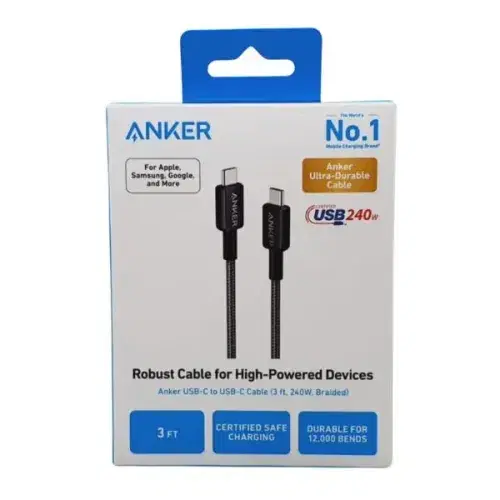 Anker Zolo USB-C to USB-C Braided Cable 240W | 3.3 ft (1m) Fast Charging A8060H11 ,